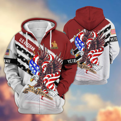Premium US Veterans Zip Hoodie, Gifts For US Veterans, Gifts For Veterans Day