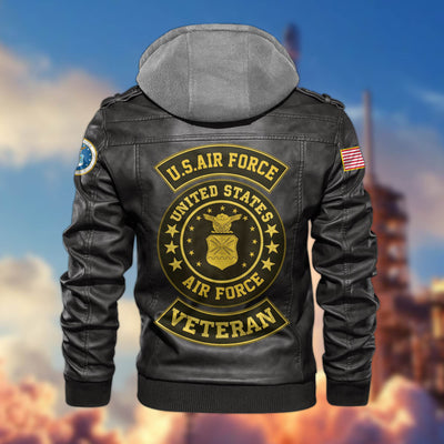 Premium US Veterans Leather Jacket, Gifts For US Veterans, Gifts For Veterans Day