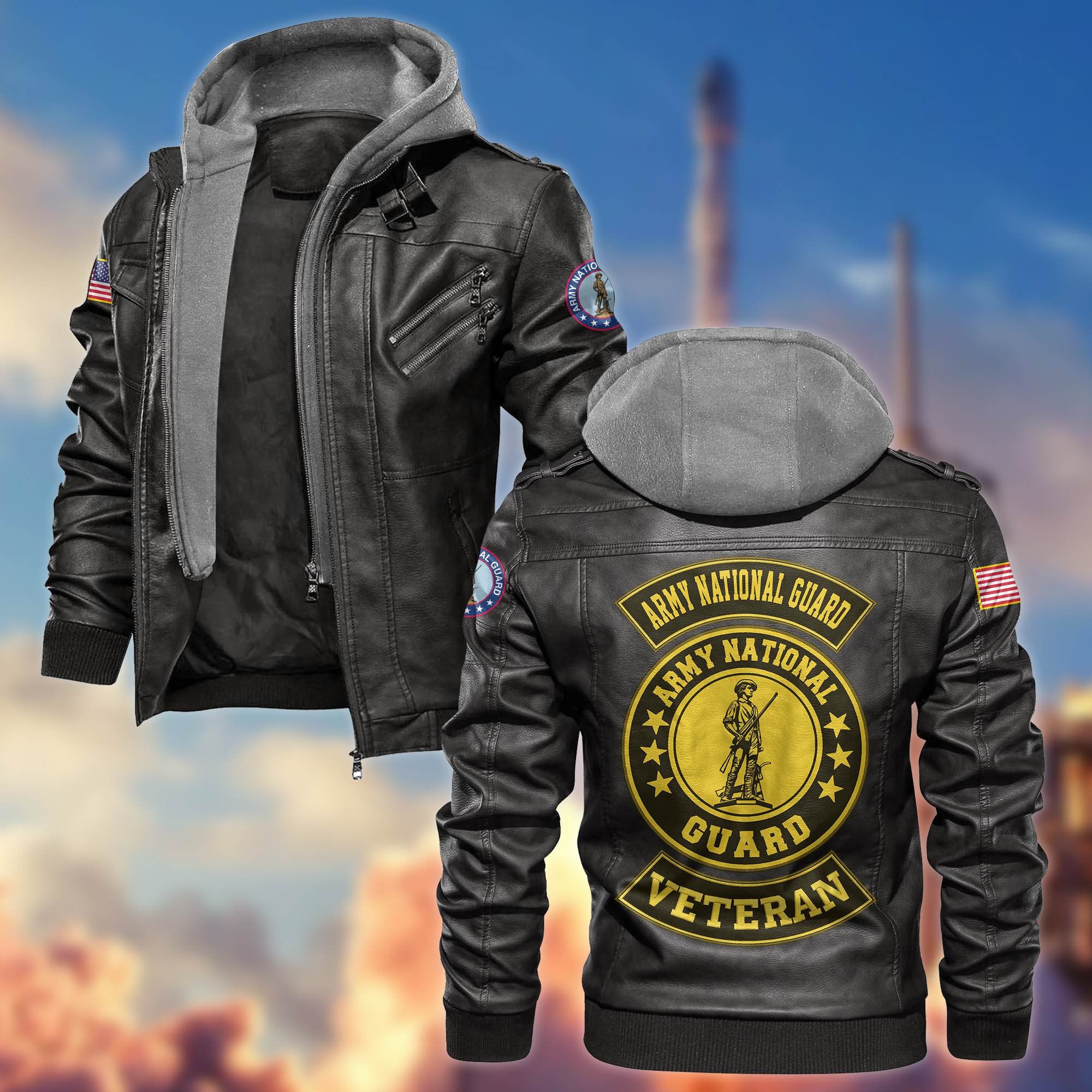 Premium US Veterans Leather Jacket, Gifts For US Veterans, Gifts For Veterans Day