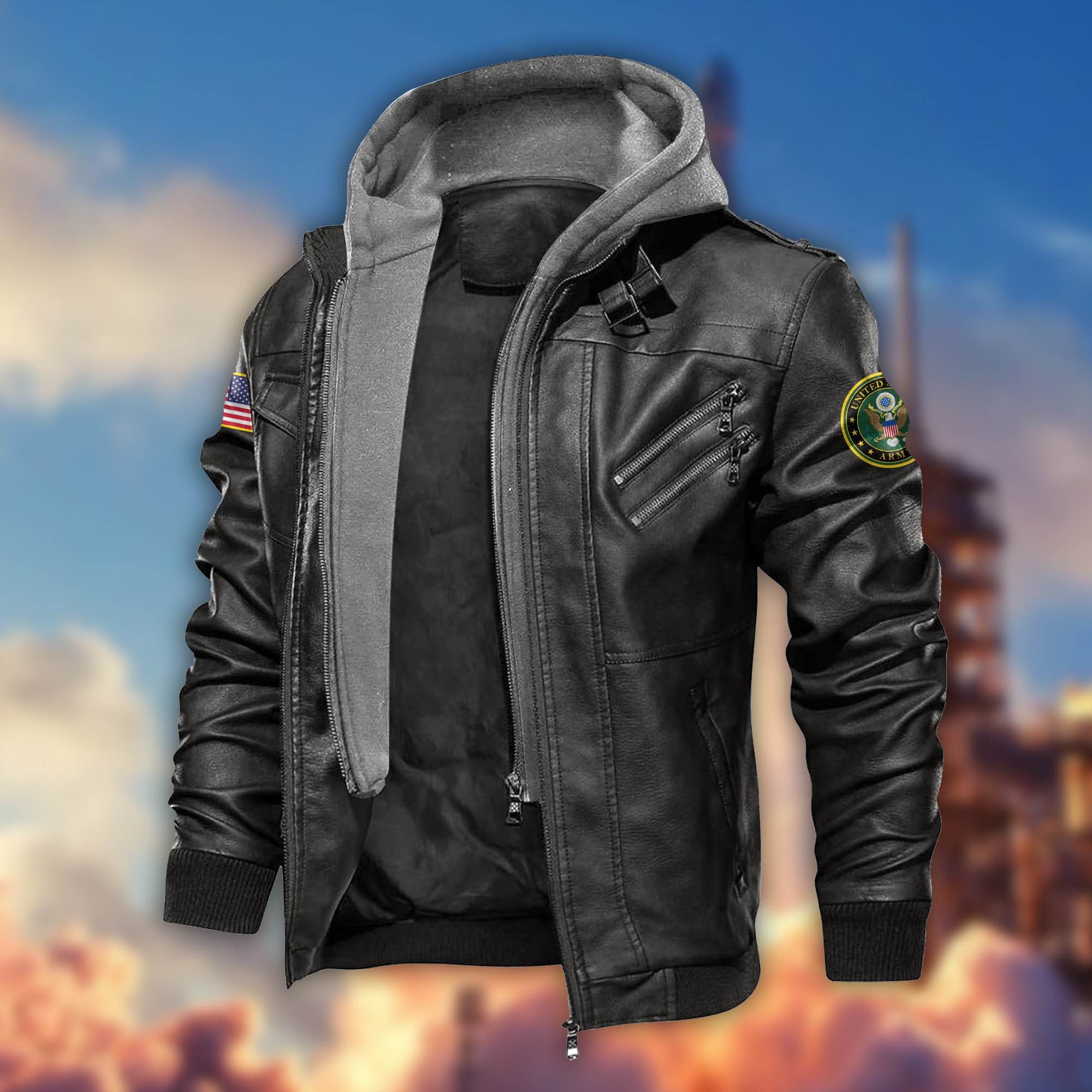 Premium US Veterans Leather Jacket, Gifts For US Veterans, Gifts For Veterans Day