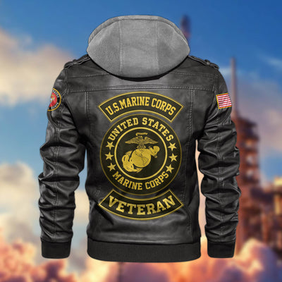 Premium US Veterans Leather Jacket, Gifts For US Veterans, Gifts For Veterans Day