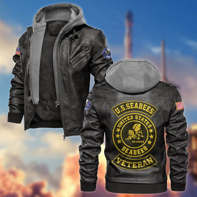 Premium US Veterans Leather Jacket, Gifts For US Veterans, Gifts For Veterans Day