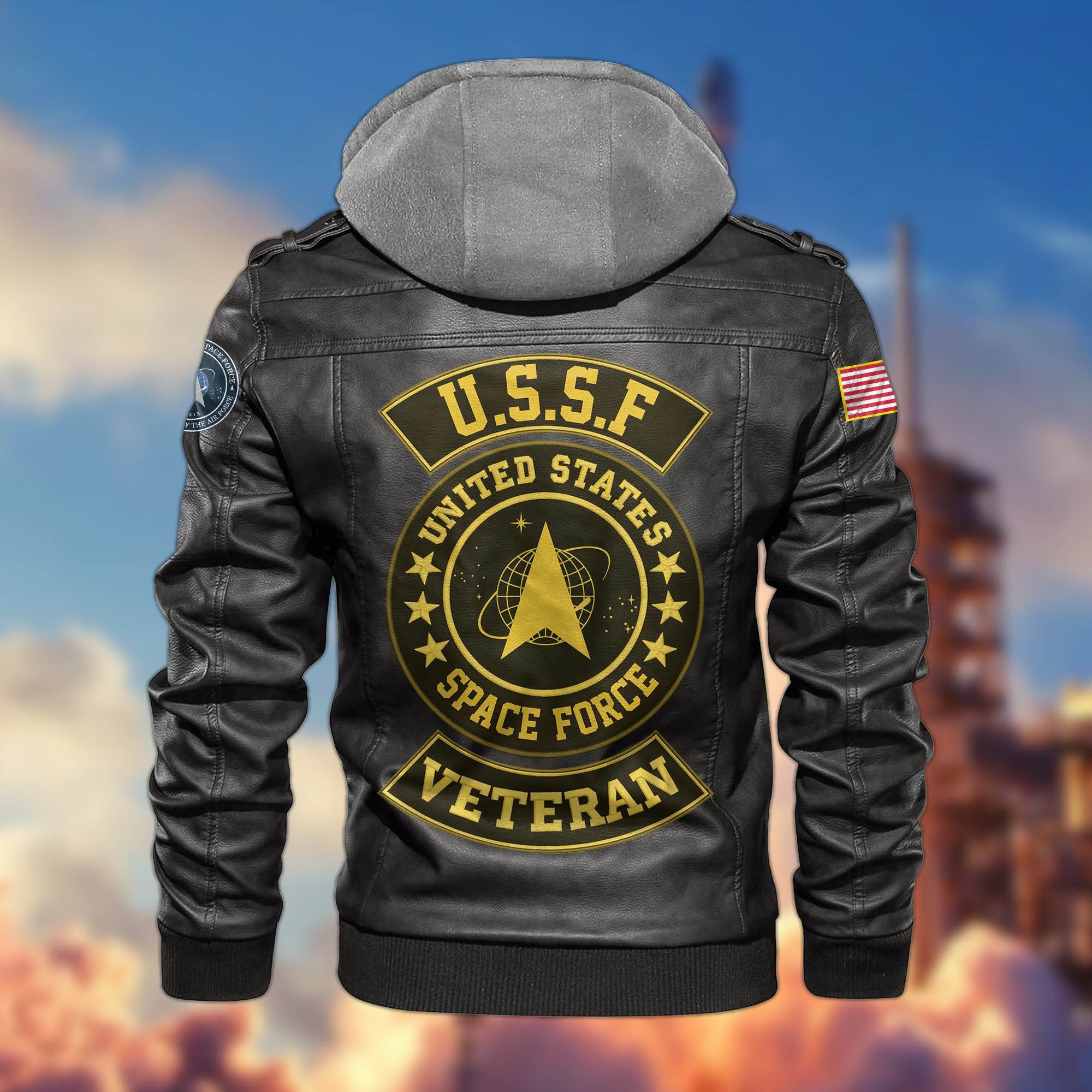 Premium US Veterans Leather Jacket, Gifts For US Veterans, Gifts For Veterans Day