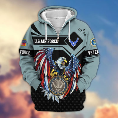 Premium US Veterans Zip Hoodie, Gifts For US Veterans, Gifts For Veterans Day