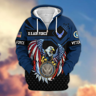 Premium US Veterans Zip Hoodie, Gifts For US Veterans, Gifts For Veterans Day