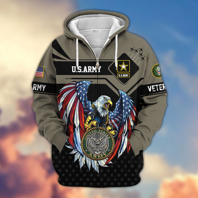 Premium US Veterans Zip Hoodie, Gifts For US Veterans, Gifts For Veterans Day
