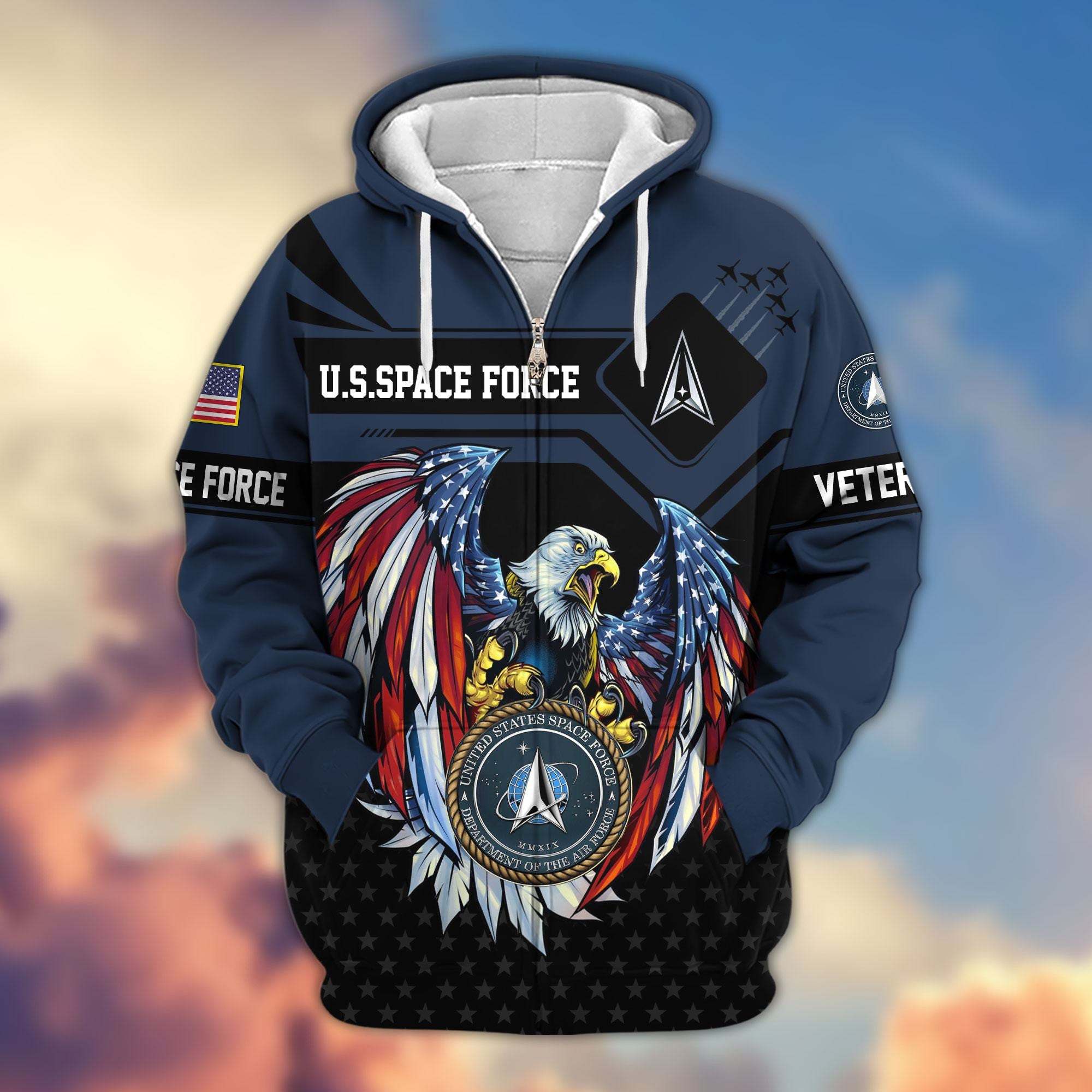 Premium US Veterans Zip Hoodie, Gifts For US Veterans, Gifts For Veterans Day