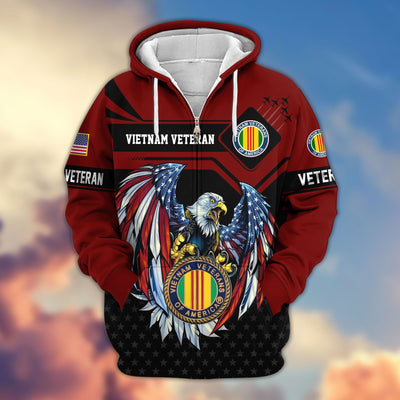Premium US Veterans Zip Hoodie, Gifts For US Veterans, Gifts For Veterans Day