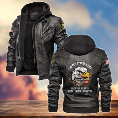 Premium US Veterans Leather Jacket, Gifts For US Veterans, Gifts For Veterans Day