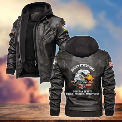 Premium US Veterans Leather Jacket, Gifts For US Veterans, Gifts For Veterans Day