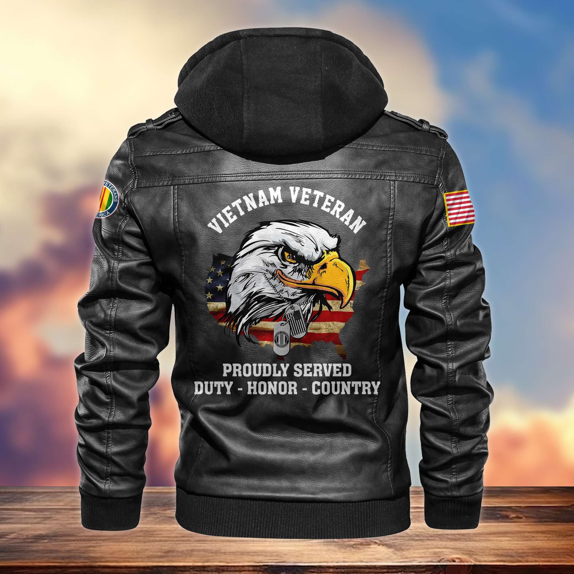 Premium US Veterans Leather Jacket, Gifts For US Veterans, Gifts For Veterans Day
