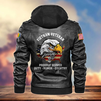 Premium US Veterans Leather Jacket, Gifts For US Veterans, Gifts For Veterans Day