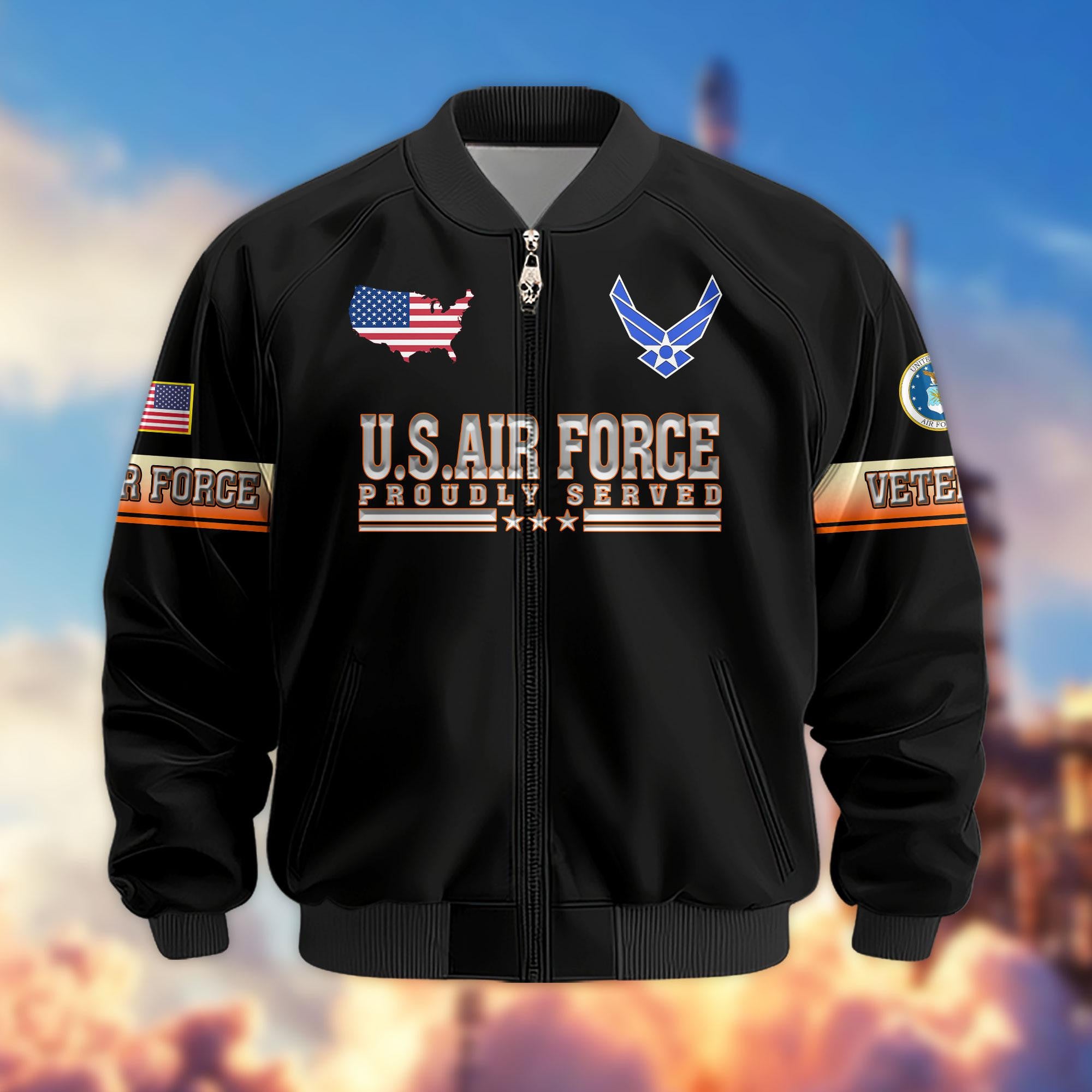 Premium US Veterans Bomber Jacket, Gifts For US Veterans, Gifts For Veterans Day