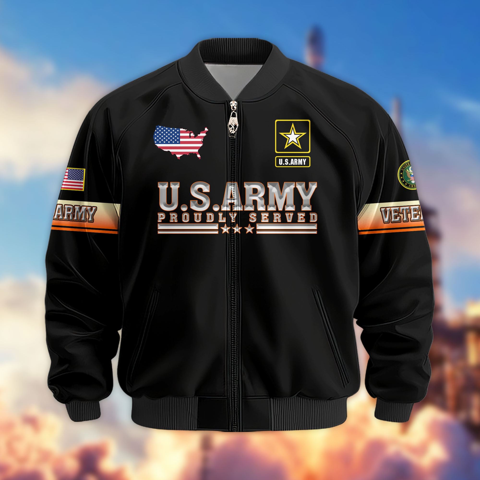 Premium US Veterans Bomber Jacket, Gifts For US Veterans, Gifts For Veterans Day