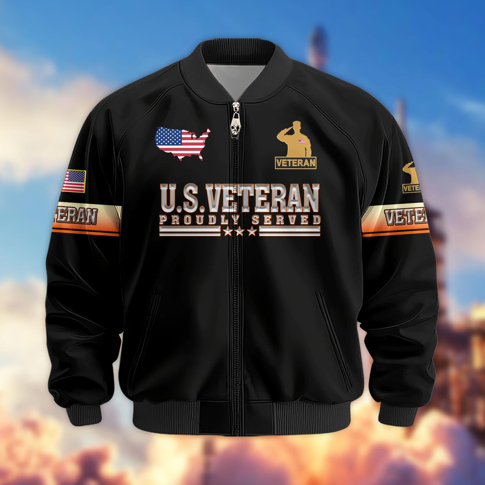 Premium US Veterans Bomber Jacket, Gifts For US Veterans, Gifts For Veterans Day