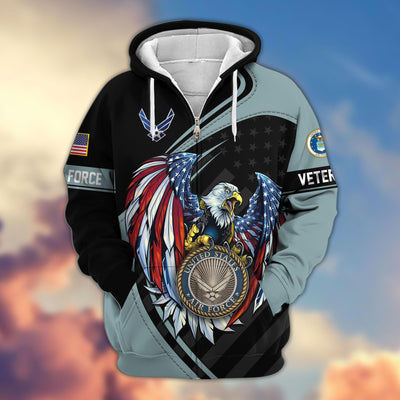 Premium US Veterans Zip Hoodie, Gifts For US Veterans, Gifts For Veterans Day