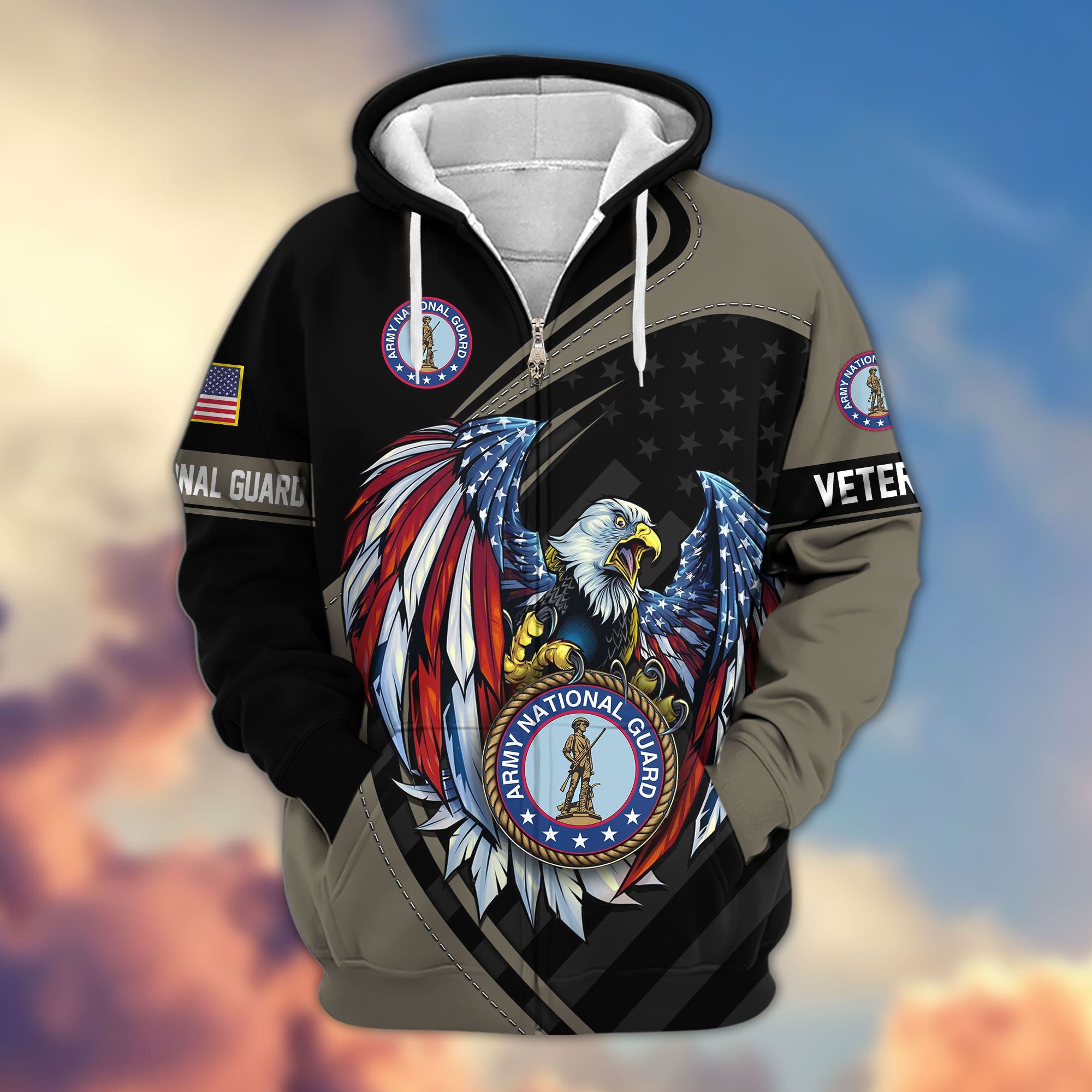 Premium US Veterans Zip Hoodie, Gifts For US Veterans, Gifts For Veterans Day