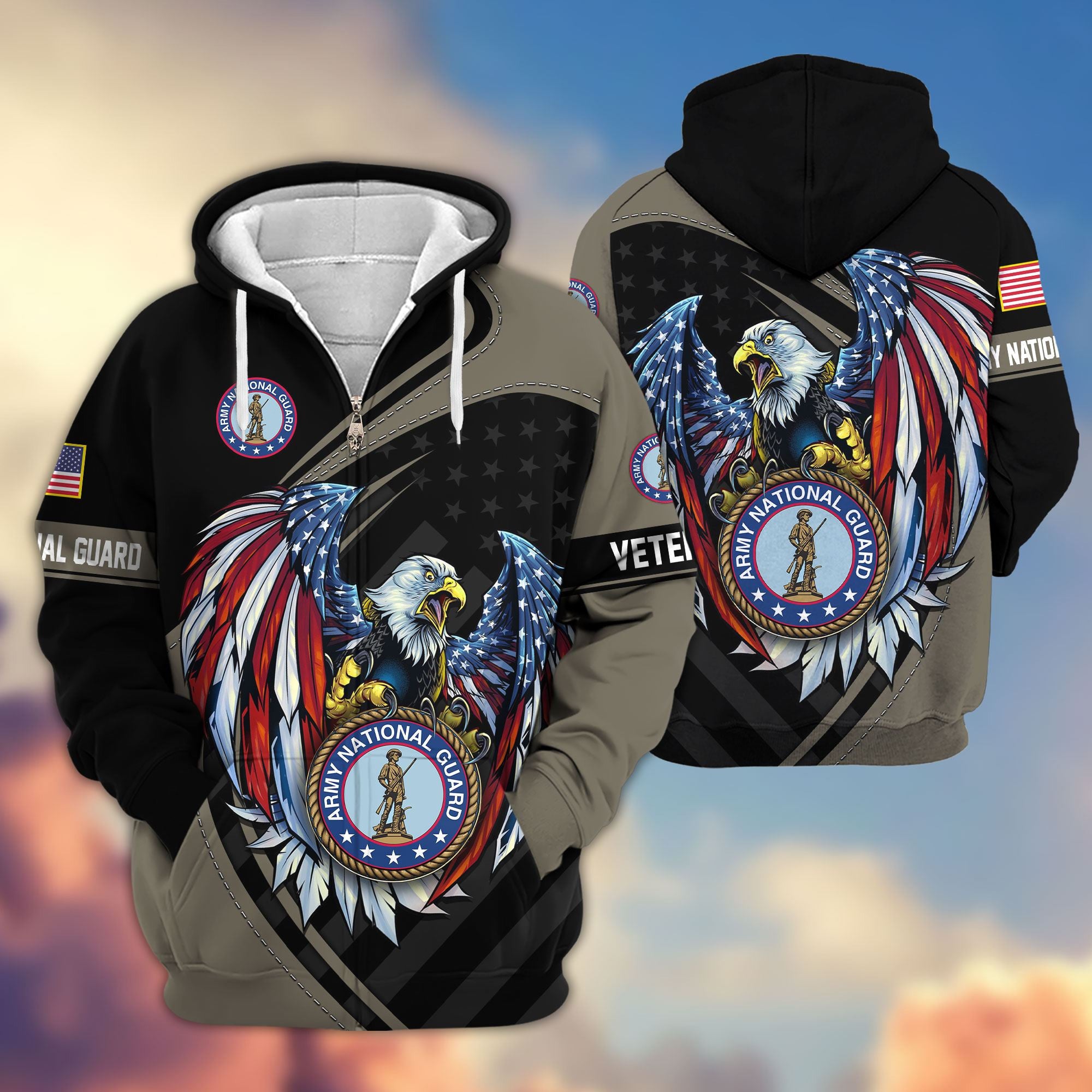 Premium US Veterans Zip Hoodie, Gifts For US Veterans, Gifts For Veterans Day