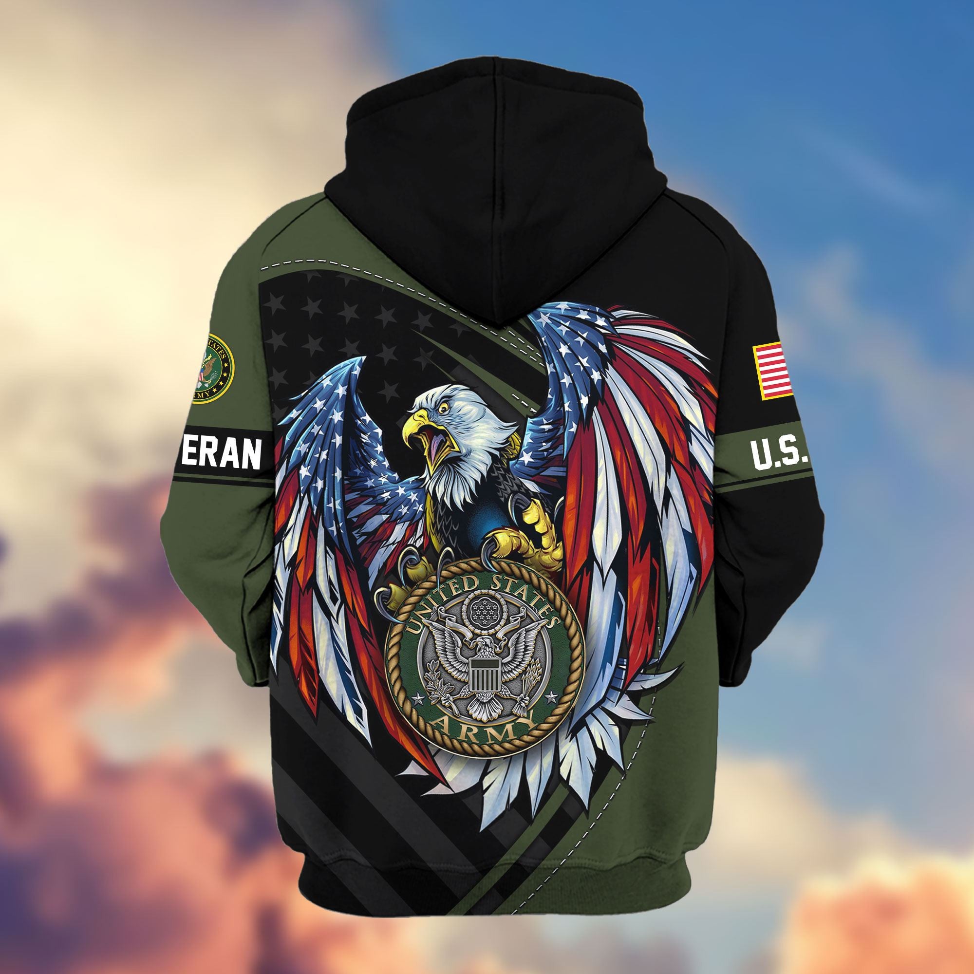 Premium US Veterans Zip Hoodie, Gifts For US Veterans, Gifts For Veterans Day