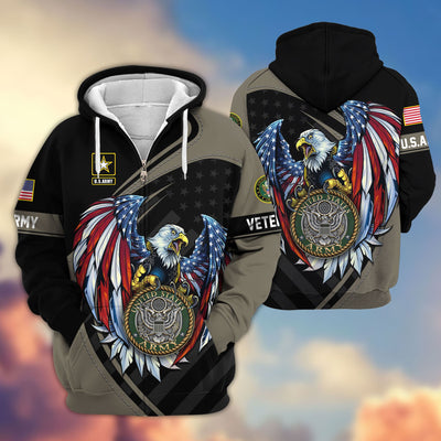 Premium US Veterans Zip Hoodie, Gifts For US Veterans, Gifts For Veterans Day