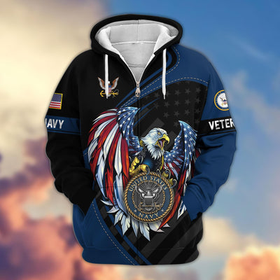 Premium US Veterans Zip Hoodie, Gifts For US Veterans, Gifts For Veterans Day