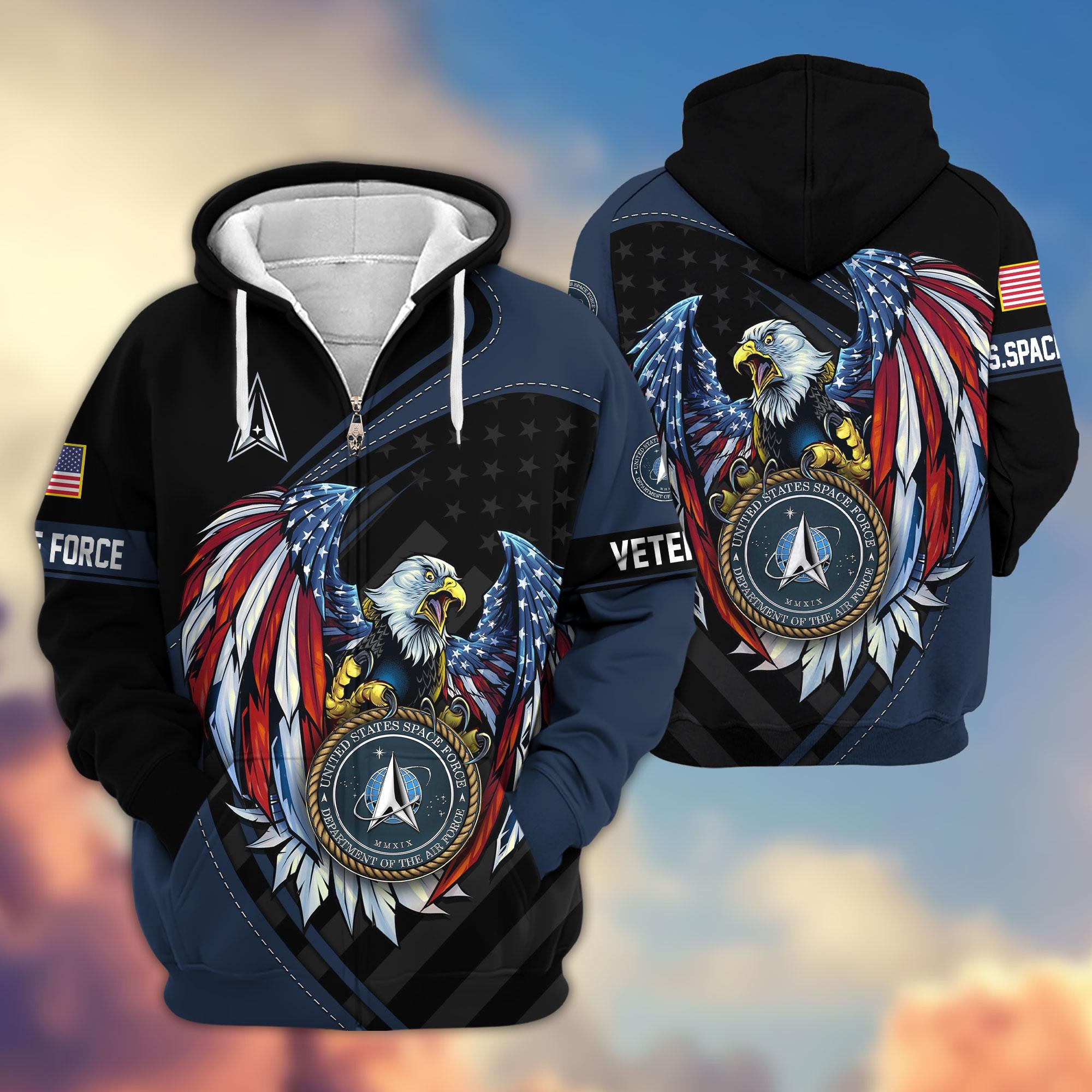 Premium US Veterans Zip Hoodie, Gifts For US Veterans, Gifts For Veterans Day