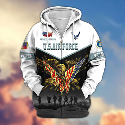 Premium US Veterans Zip Hoodie, Gifts For US Veterans, Gifts For Veterans Day