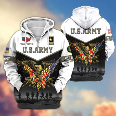 Premium US Veterans Zip Hoodie, Gifts For US Veterans, Gifts For Veterans Day