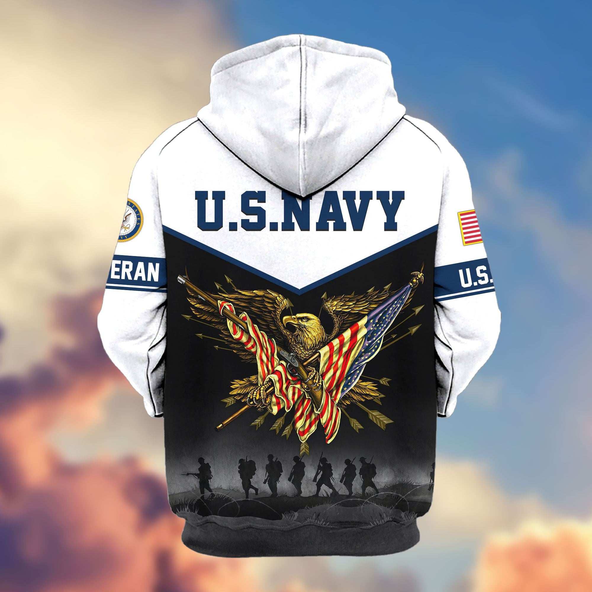 Premium US Veterans Zip Hoodie, Gifts For US Veterans, Gifts For Veterans Day