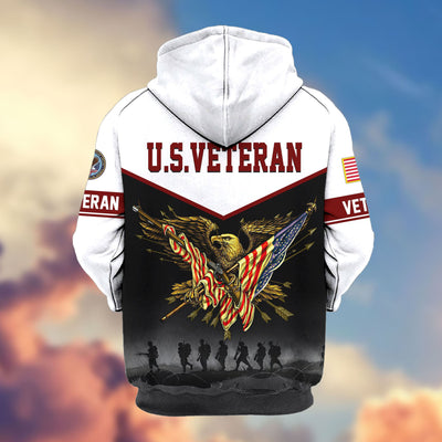 Premium US Veterans Zip Hoodie, Gifts For US Veterans, Gifts For Veterans Day