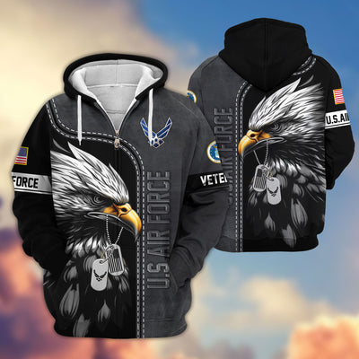 Premium US Veterans Zip Hoodie, Gifts For US Veterans, Gifts For Veterans Day