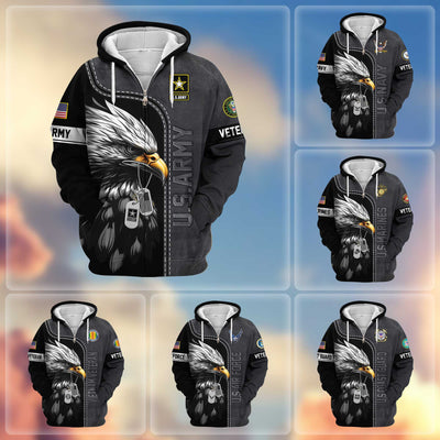 Premium US Veterans Zip Hoodie, Gifts For US Veterans, Gifts For Veterans Day
