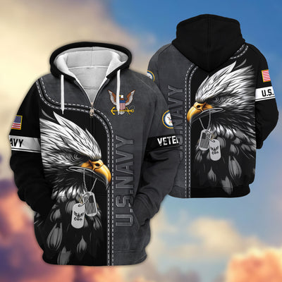 Premium US Veterans Zip Hoodie, Gifts For US Veterans, Gifts For Veterans Day