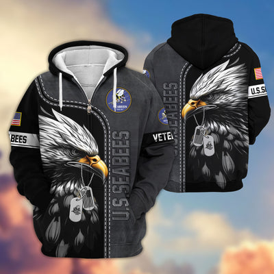 Premium US Veterans Zip Hoodie, Gifts For US Veterans, Gifts For Veterans Day