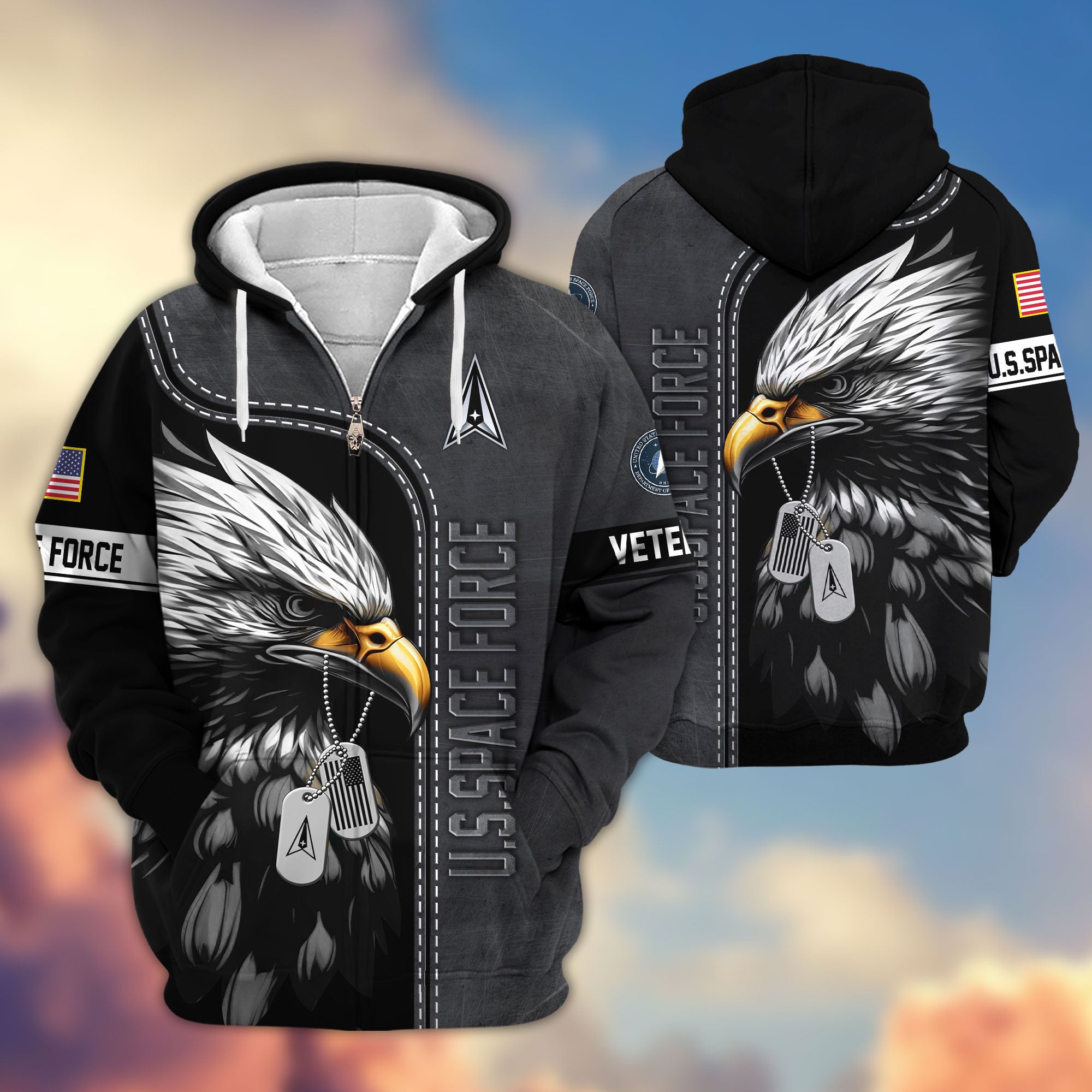 Premium US Veterans Zip Hoodie, Gifts For US Veterans, Gifts For Veterans Day