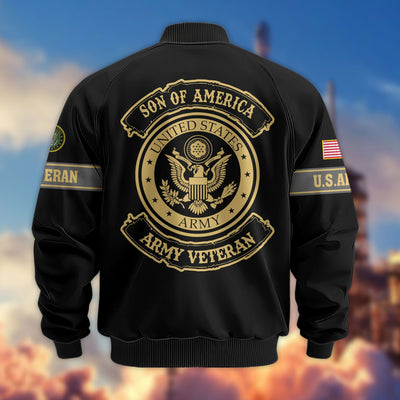 Premium Son Of America US Veterans Bomber Jacket, Gifts For US Veterans, Gifts For Veterans Day
