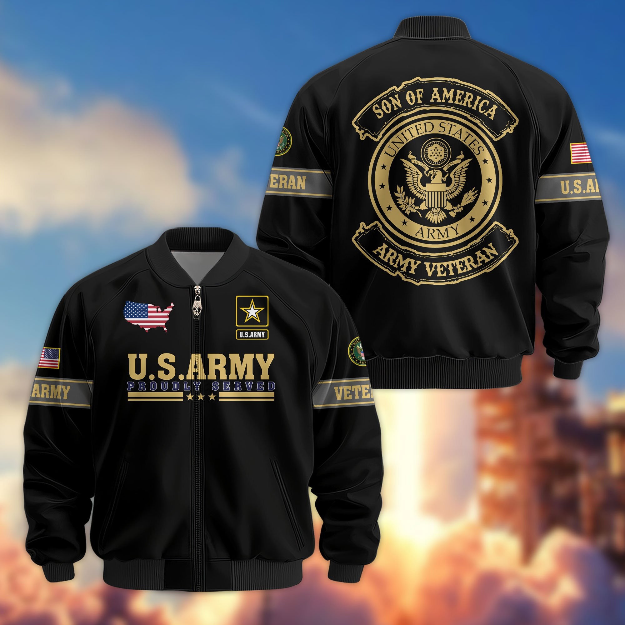 Premium Son Of America US Veterans Bomber Jacket, Gifts For US Veterans, Gifts For Veterans Day