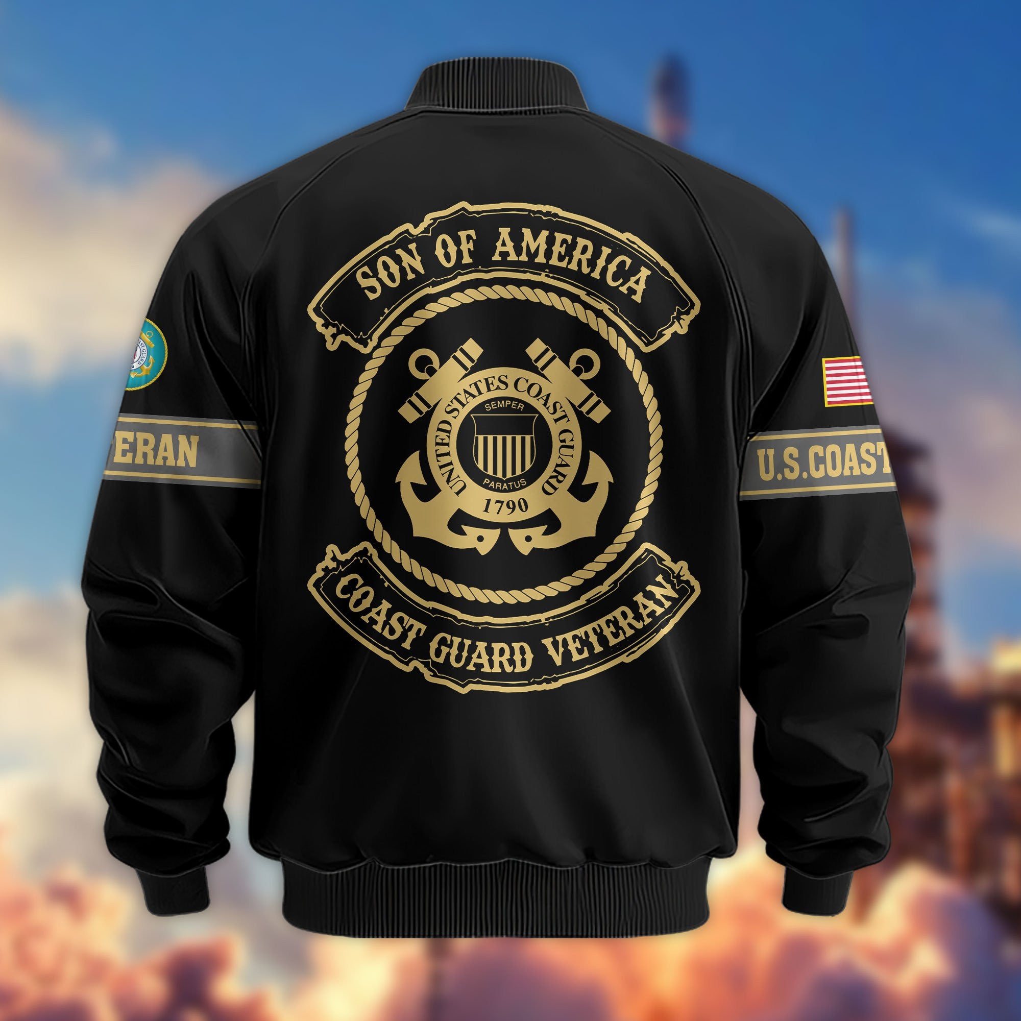 Premium Son Of America US Veterans Bomber Jacket, Gifts For US Veterans, Gifts For Veterans Day