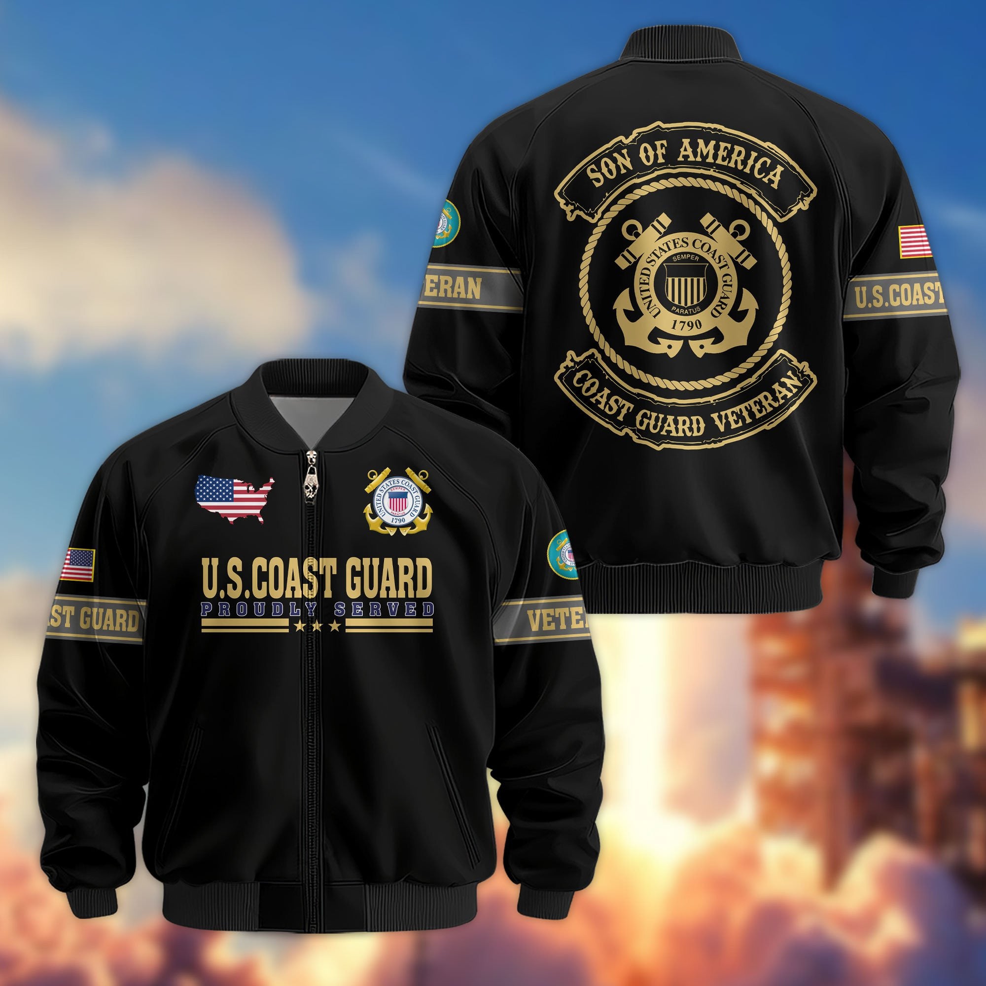 Premium Son Of America US Veterans Bomber Jacket, Gifts For US Veterans, Gifts For Veterans Day