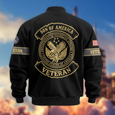 Premium Son Of America US Veterans Bomber Jacket, Gifts For US Veterans, Gifts For Veterans Day