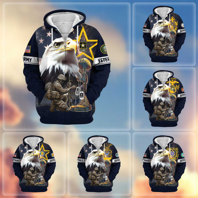 Premium Honoring All Who Served US Veterans Zip Hoodie, Gifts For US Veterans, Gifts For Veterans Day