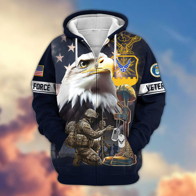 Premium Honoring All Who Served US Veterans Zip Hoodie, Gifts For US Veterans, Gifts For Veterans Day