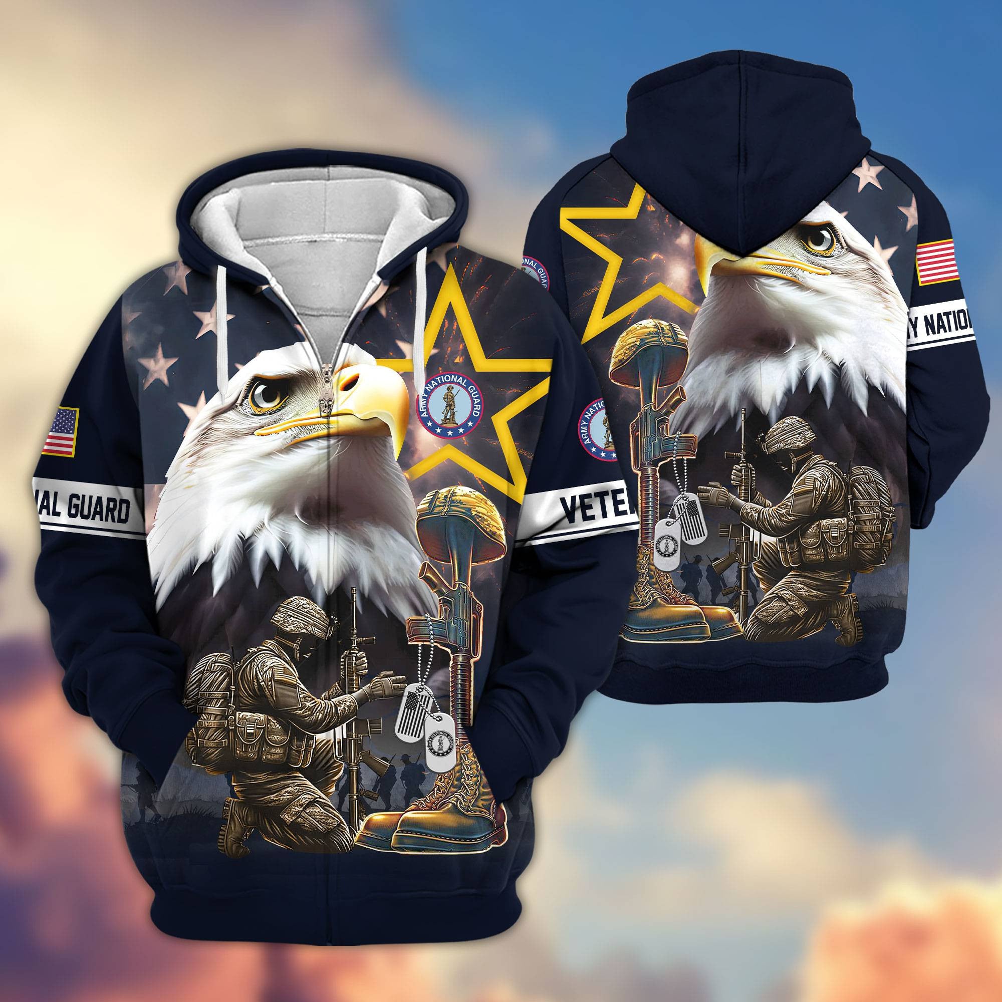 Premium Honoring All Who Served US Veterans Zip Hoodie, Gifts For US Veterans, Gifts For Veterans Day