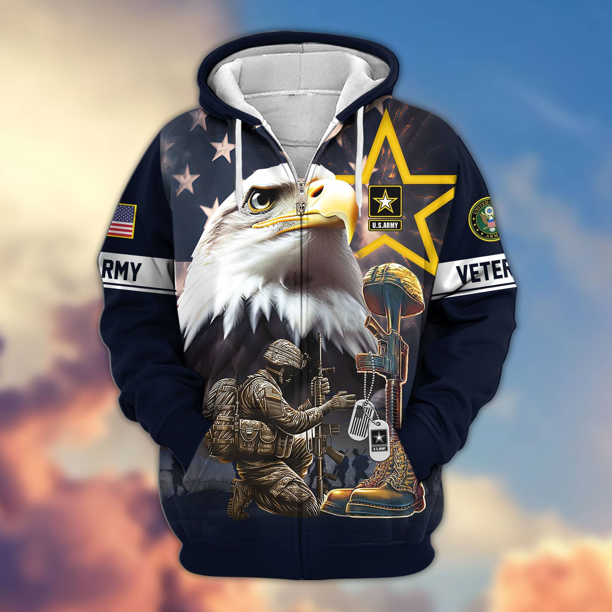 Premium Honoring All Who Served US Veterans Zip Hoodie, Gifts For US Veterans, Gifts For Veterans Day