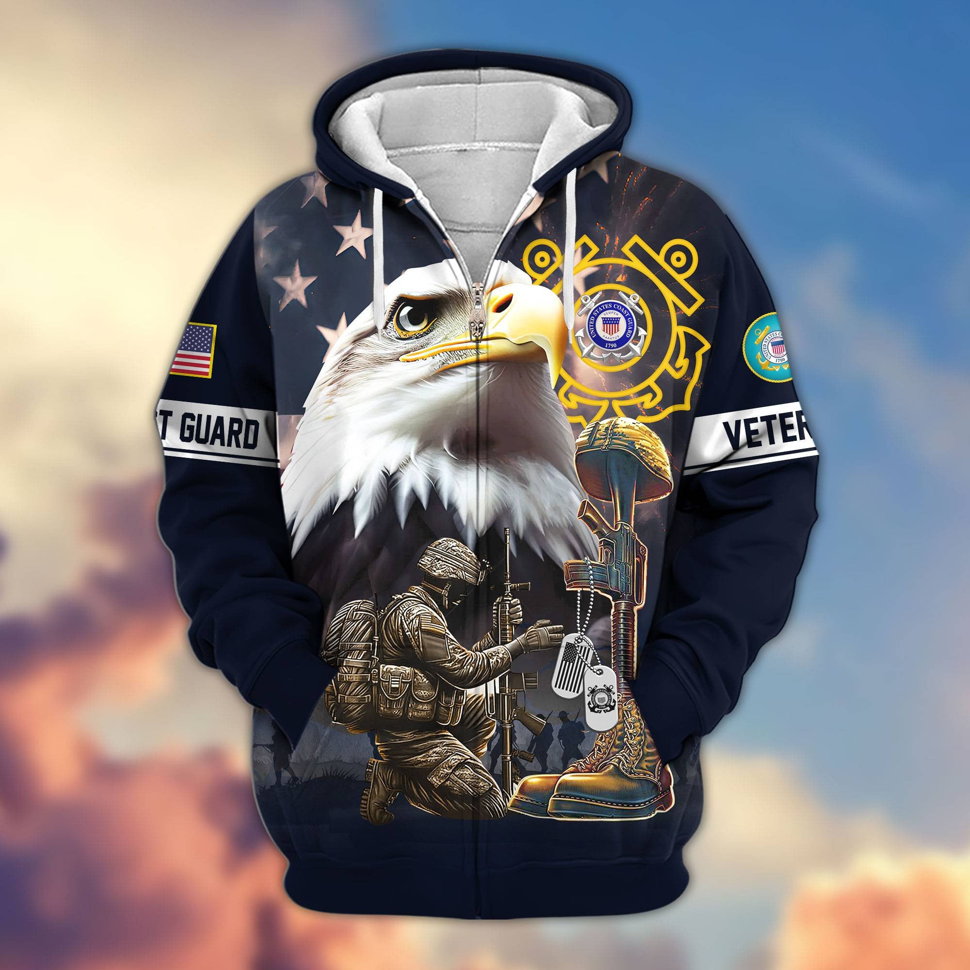 Premium Honoring All Who Served US Veterans Zip Hoodie, Gifts For US Veterans, Gifts For Veterans Day