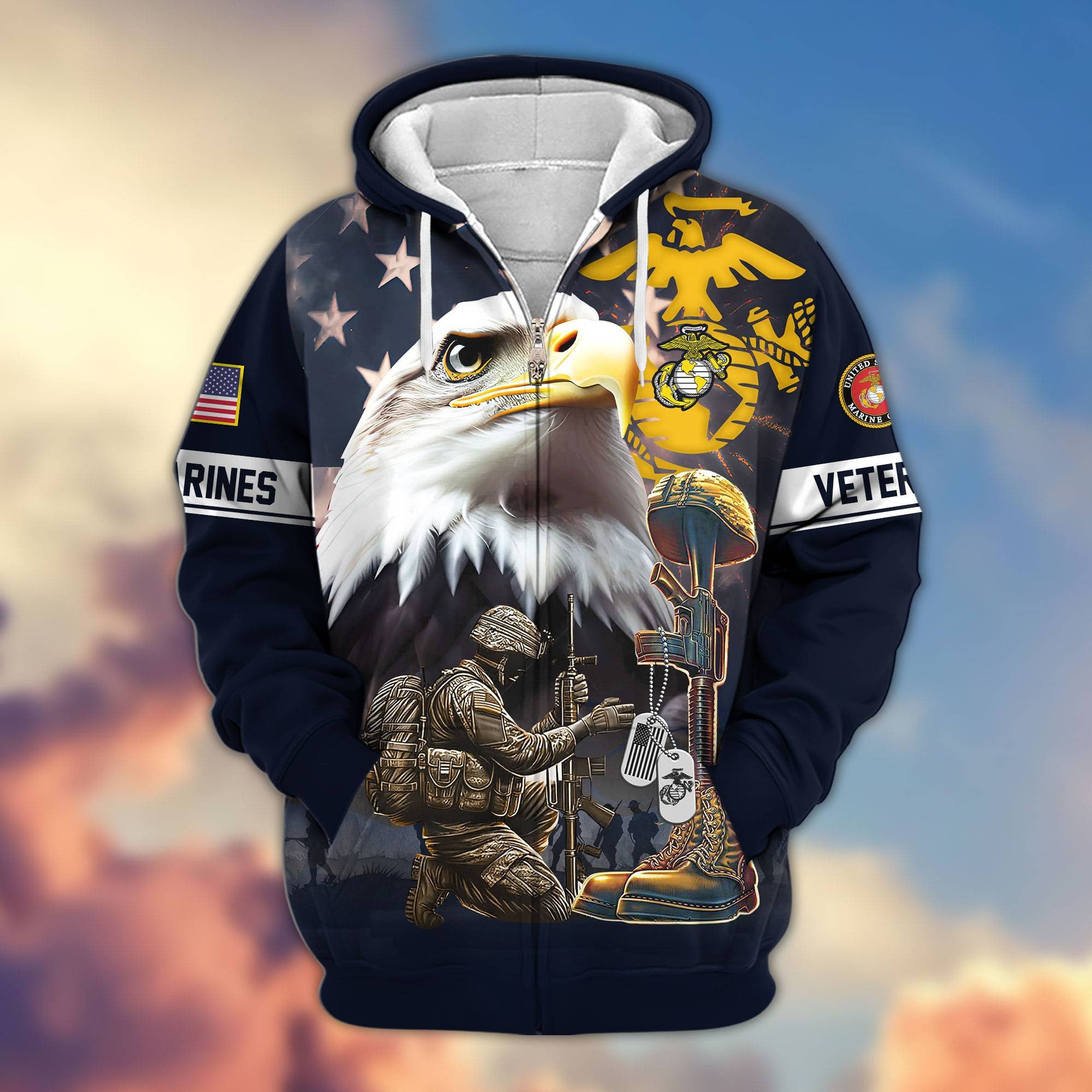 Premium Honoring All Who Served US Veterans Zip Hoodie, Gifts For US Veterans, Gifts For Veterans Day