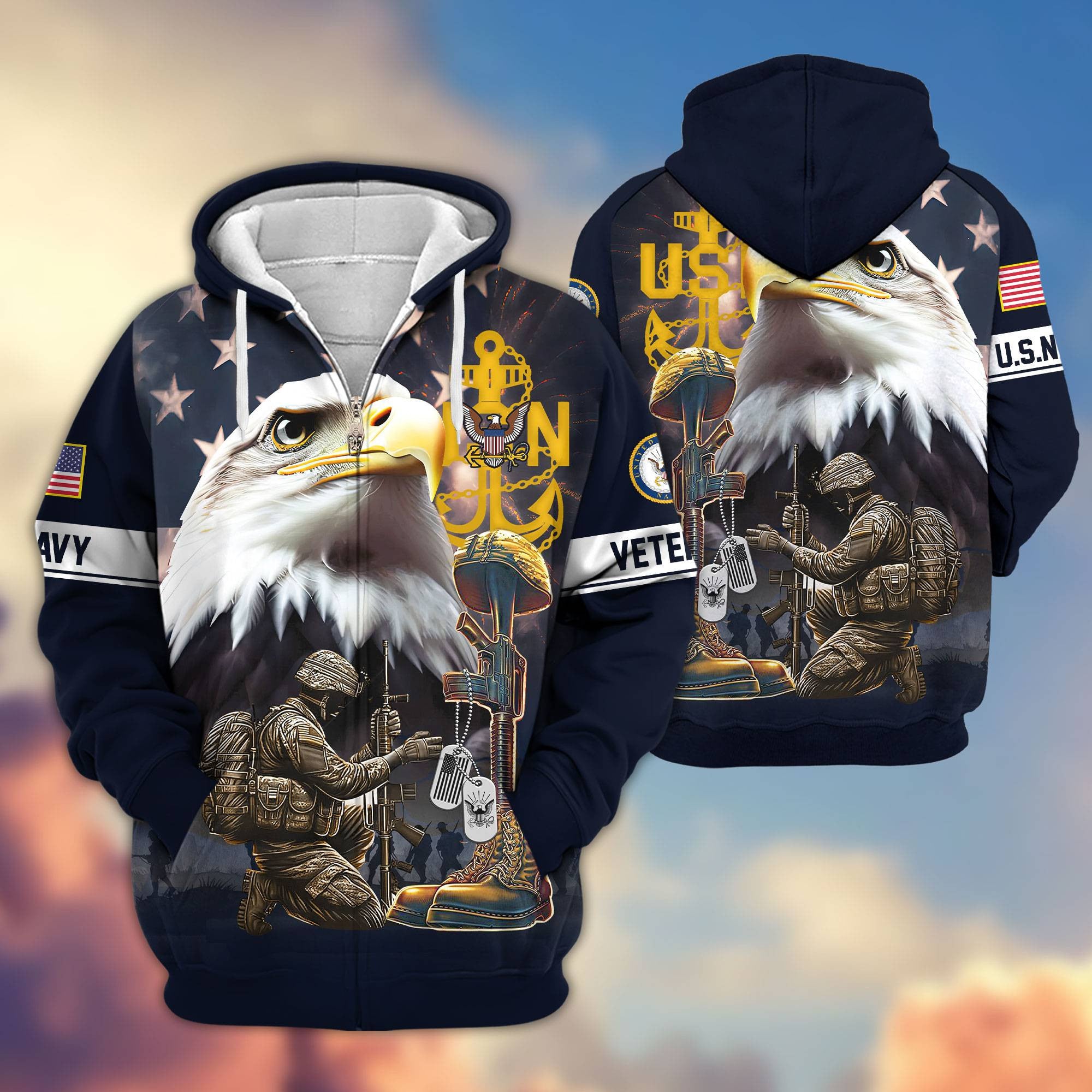 Premium Honoring All Who Served US Veterans Zip Hoodie, Gifts For US Veterans, Gifts For Veterans Day