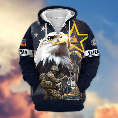 Premium Honoring All Who Served US Veterans Zip Hoodie, Gifts For US Veterans, Gifts For Veterans Day