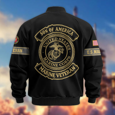 Premium Son Of America US Veterans Bomber Jacket, Gifts For US Veterans, Gifts For Veterans Day