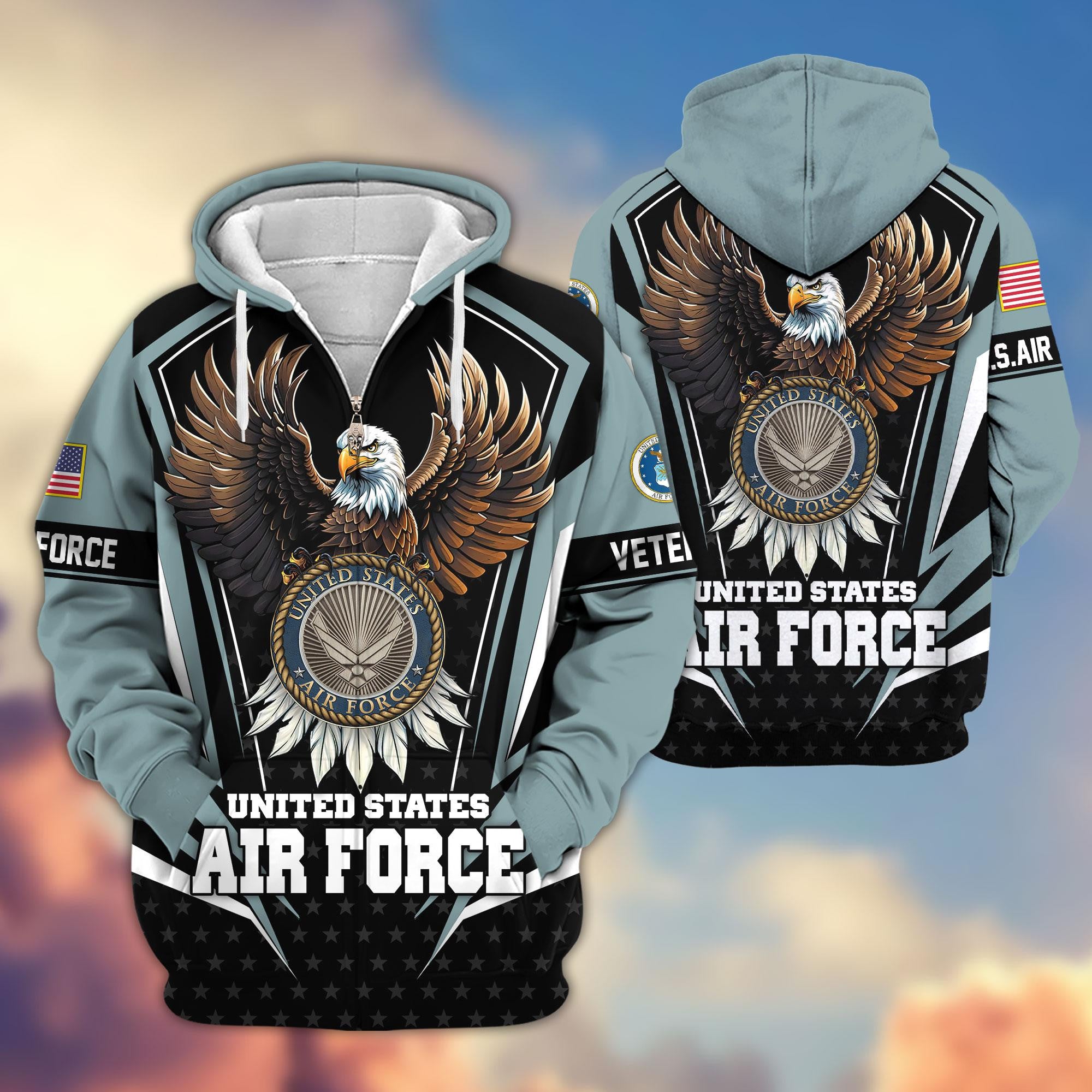 Premium US Veterans Zip Hoodie, Gifts For US Veterans, Gifts For Veterans Day